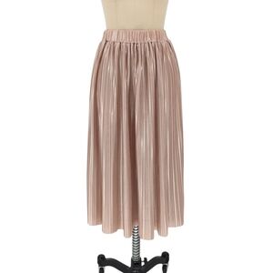 Renvy Pleated Satin Midi Skirt Pink S preppy ballet coquette girl classic